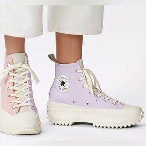 Converse Women's High-Top Platform Sneakers - tri panel Pastel Pink and Lavender